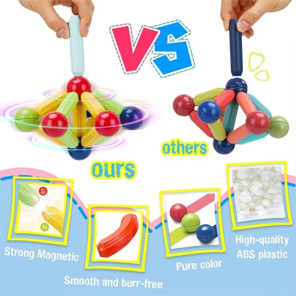 Magnets Toy Blocks Magnetic Stick Balls and Rods Set Building Sticks Blocks STEM Stacking Toys 3D Shapes Educational Games For Kids Children