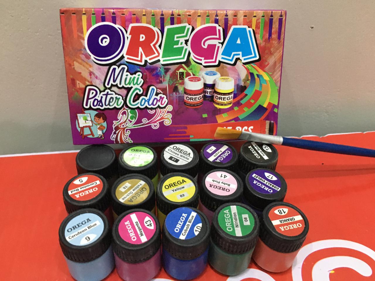 1 box of 15 Orega Poster Color + Free Gift 1 Paint Brush