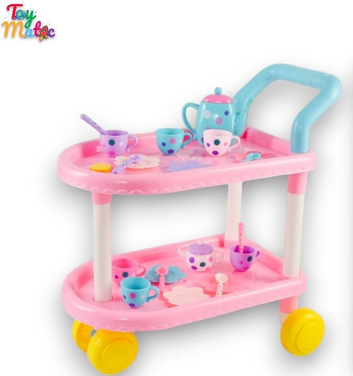 My Little Trolley Tea Cart Set And Kitchen Trolley Cart Pretend Tea Party Kitchen Play Set For Kids Boys And Girls
