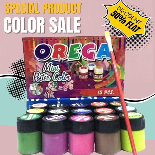 1 box of 15 Orega Poster Color + Free Gift 1 Paint Brush