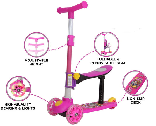 Imported 3 Wheel Scooty For Kids LED Light-Up Scooty Foldable with Seat